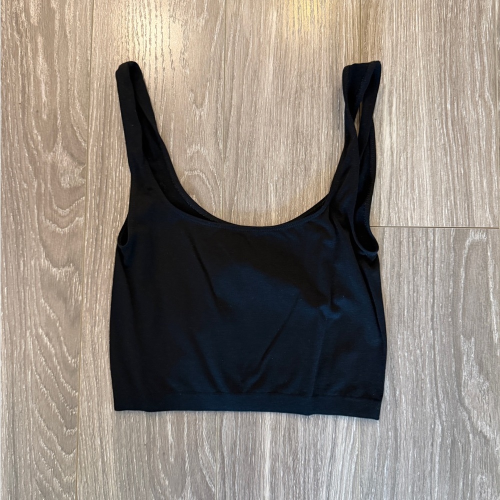 Free People Black Scoop Neck Crop Tank Top